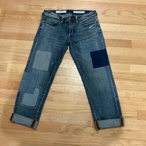Anthropologie Women's Blue Patchwork Boyfriend Jeans